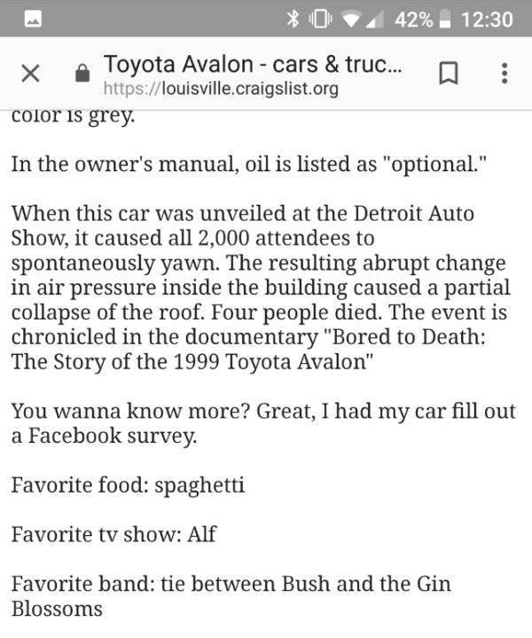 You Don’t Need This Car, But You DO Need This Craigslist Ad