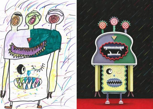 When Artists Add Their Professional Touch To Kids’ Monster Doodles