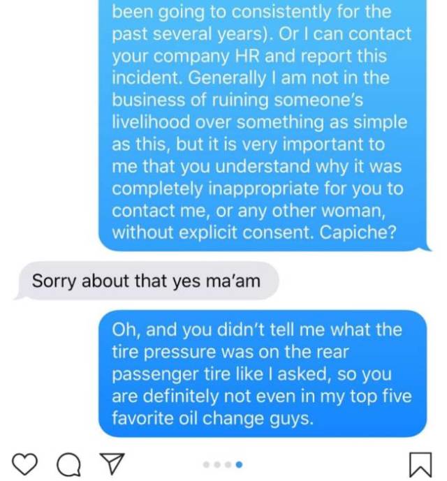 This Oil Change Guy Won’t Message A Woman Again