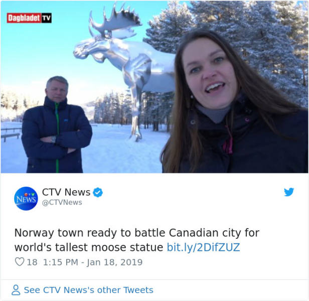 Canada Just Can’t Tolerate Norway Having The Tallest Moose Statue In The World Canada Just Can’t Tolerate Norway Having The Tallest Moose Statue In The World