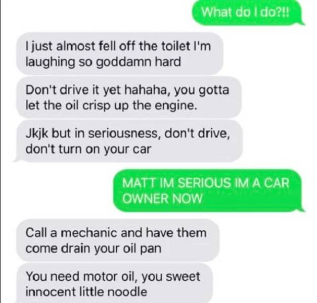 Tell Your Dad You Poured Olive Oil Into Your Car