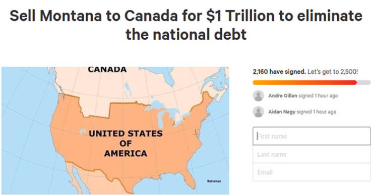 Americans Try To Sell Montana To Canada To Eliminate The National Debt