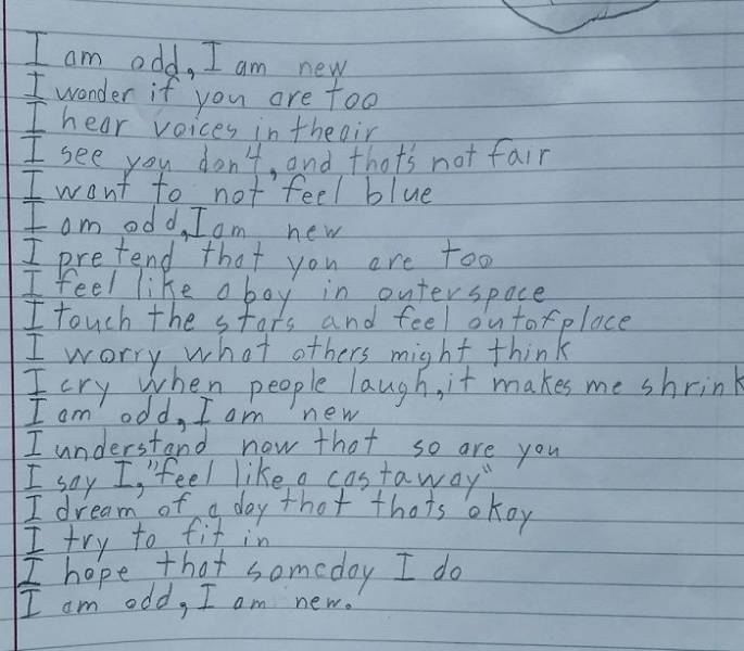 Autistic Boy Writes A Masterpiece Of A Poem About Himself And His Autism