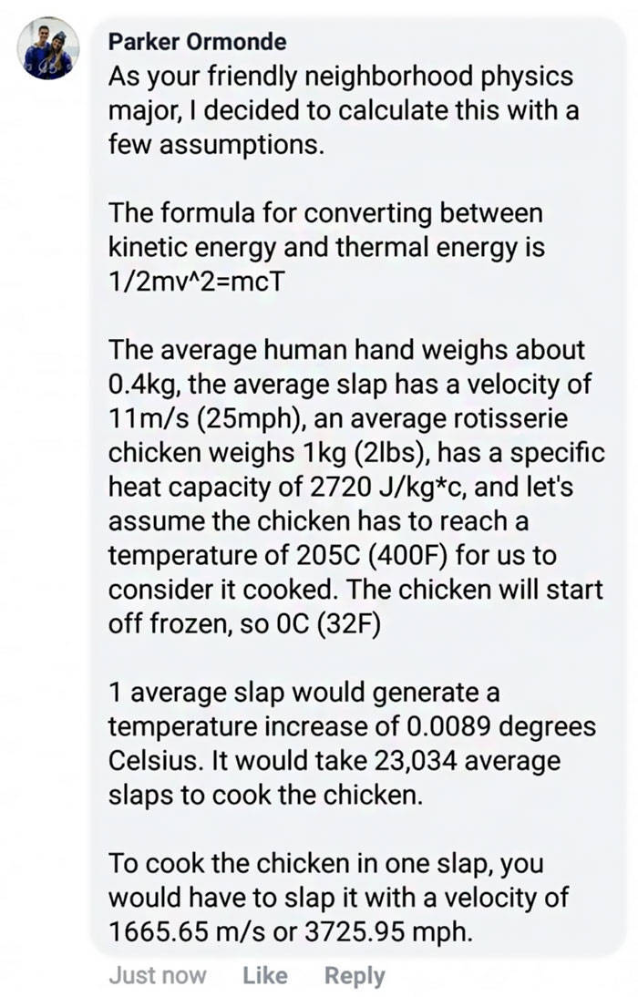 Physics Major Looks For A Way To Cook Chicken By Slapping It