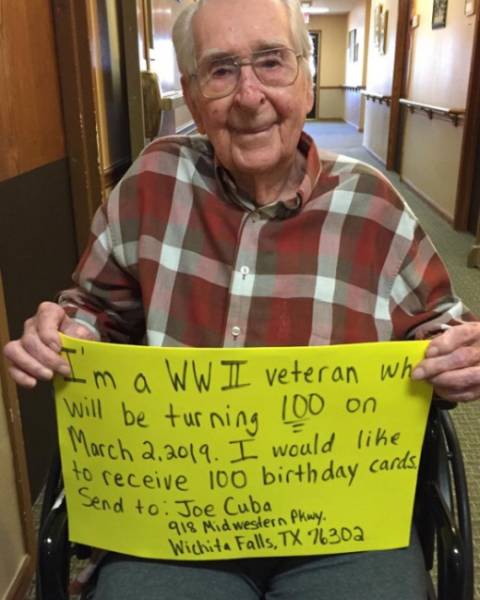 World War II Veteran Asks For A Small Present For His 100th Birthday