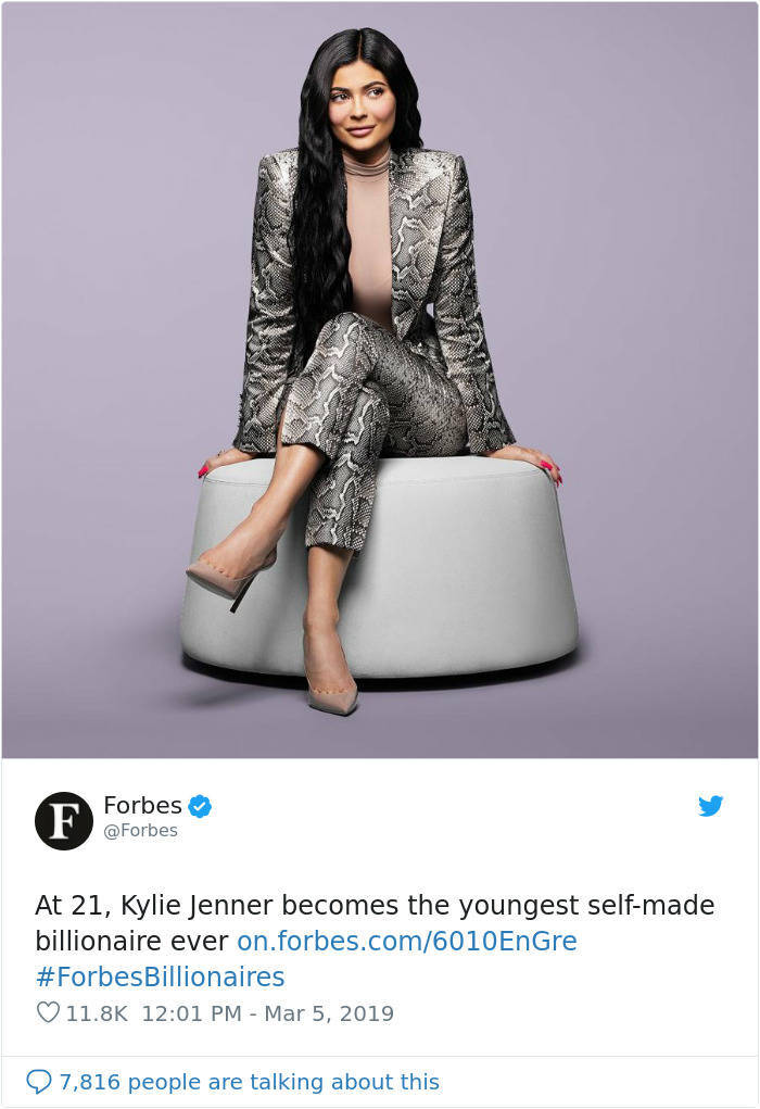 Internet Reacts To Kylie Jenner Being Called The Youngest “Self-Made” Billionaire