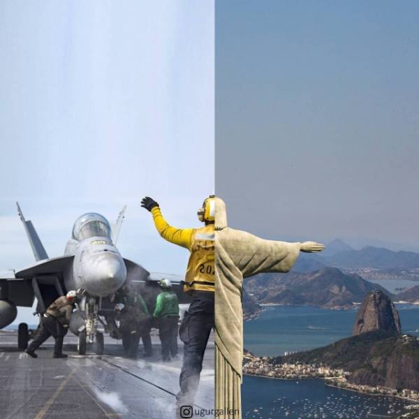 The Contrast Between The Two Worlds That We Currently Live In By Combining Photos