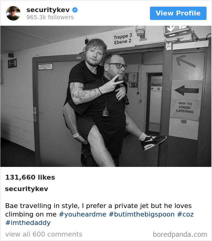 Ed Sheeran’s Bodyguard’s Instagram Account Is Becoming Very Popular, And For A Good Reason