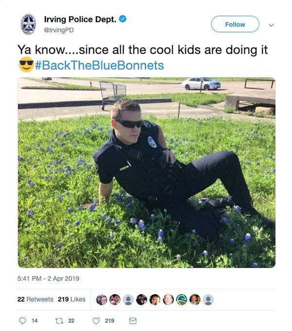 Texas Police Looks Incredibly Menacing In A New Bluebonnet Challenge