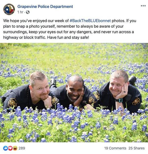 Texas Police Looks Incredibly Menacing In A New Bluebonnet Challenge