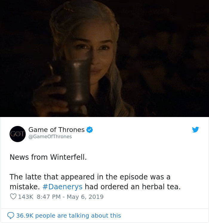 HBO Responds After Fans Call Them Out For Leaving A Starbucks Cup In The Latest Episode Of “Game Of Thrones”