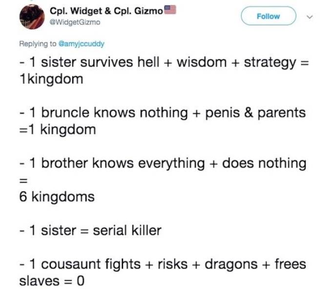 “Game Of Thrones” Explained In One Tweet