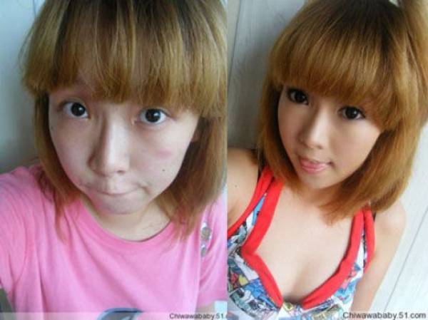 Oldie of the Day. Asian Girls With And Without Their Makeup