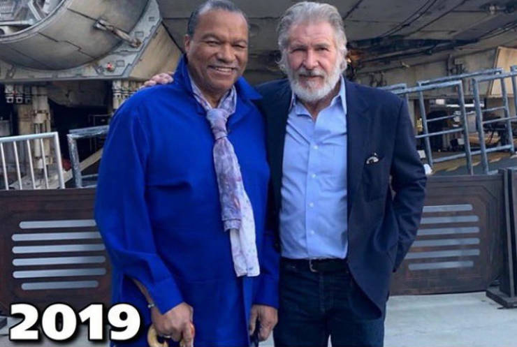 Harrison Ford And Billy Dee Williams In 1980 And Now