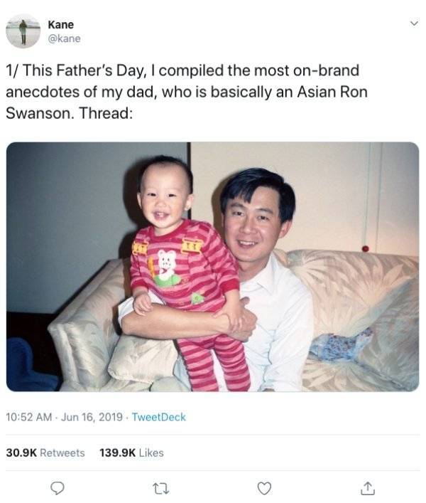 Guy Tells About The Asian Ron Swanson, Who Is Also His Dad