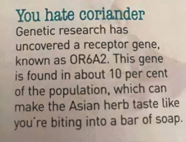 They Just Don’t Like Coriander…