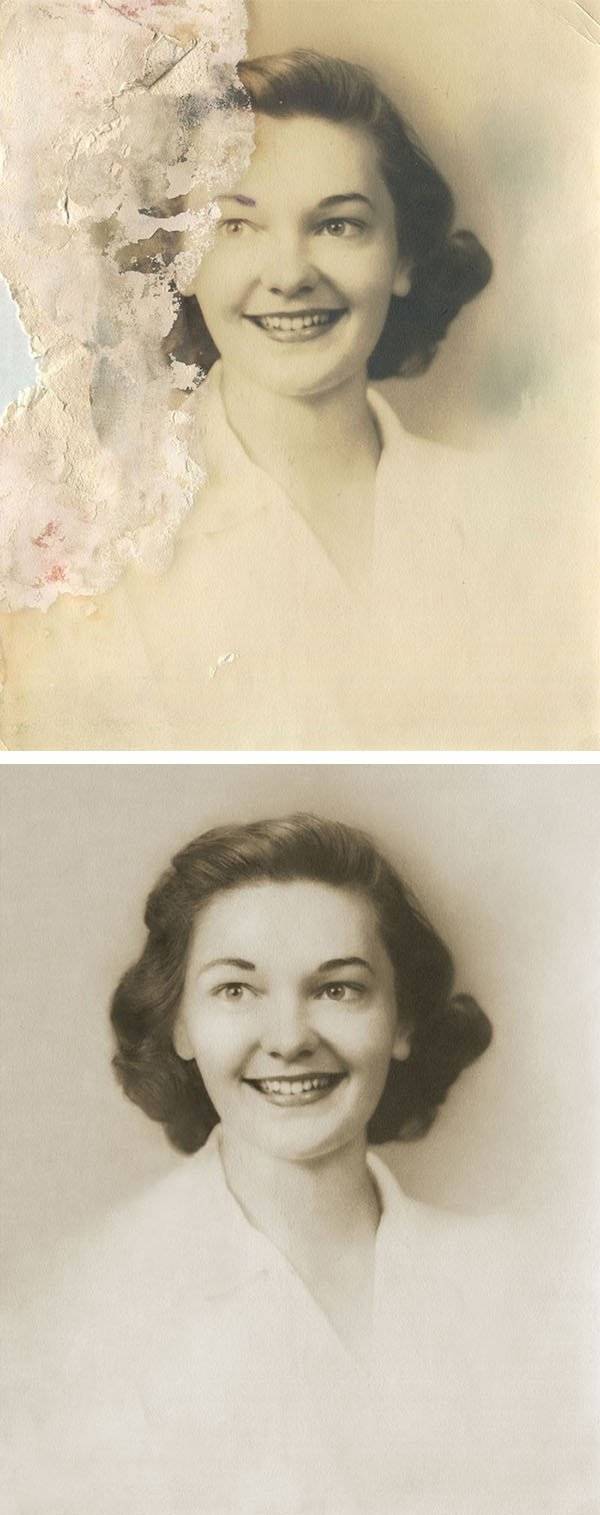 Woman Restores Almost Destroyed Old Photos And Explains How She Does It