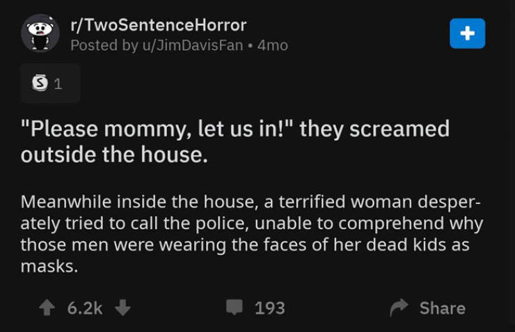 A Horror Story In Two Sentences? No Way
