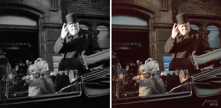 A művész a fekete-fehér fényképeket színezi, hogy még több életet adjon a történelmi fényképekhez