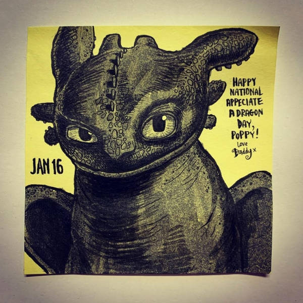 Dad Turns Post-It Notes Into Art For His Daughter’s Lunch
