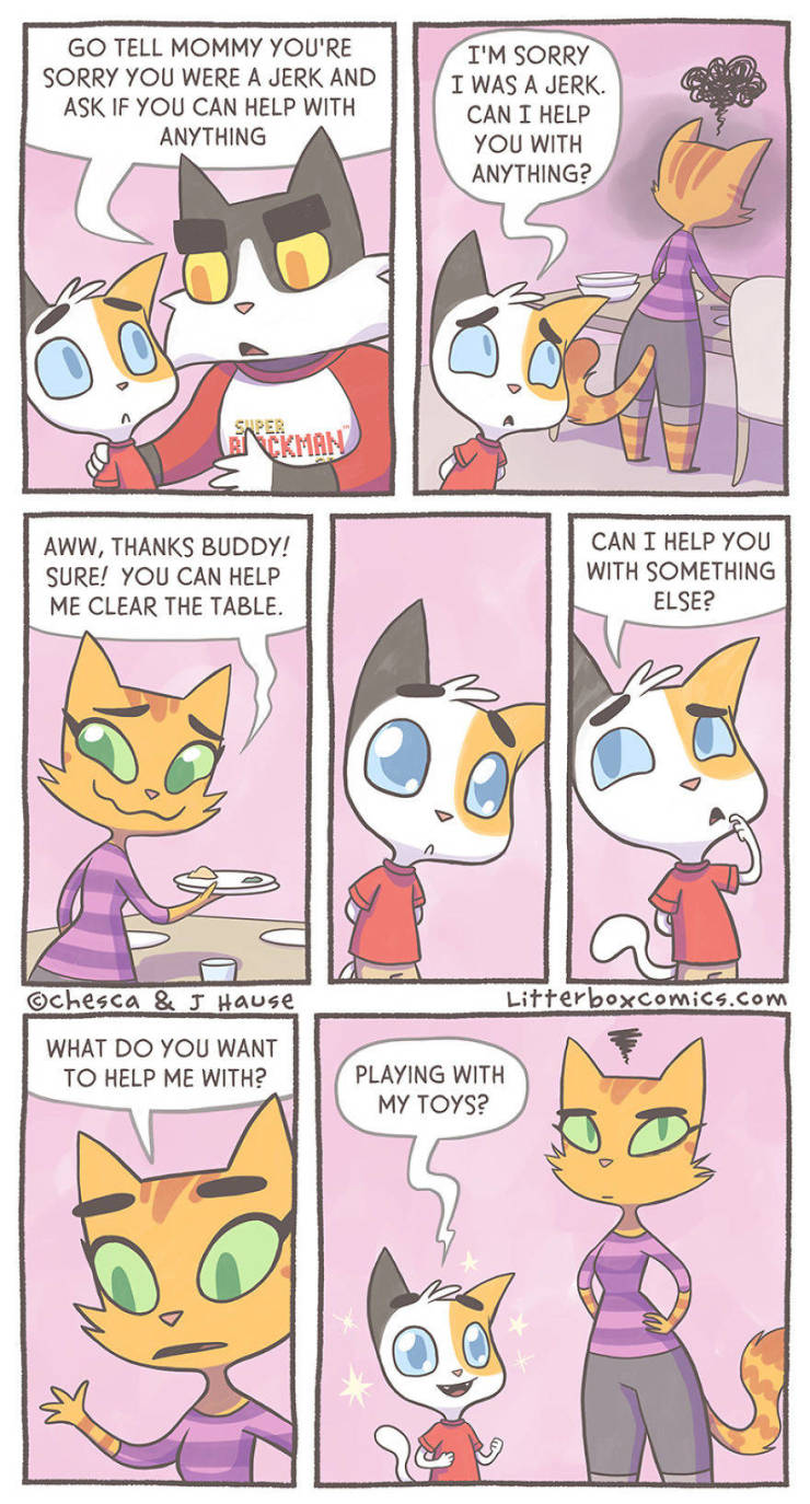 Mom Creates Comics About Her Life With Two Sons As Cats