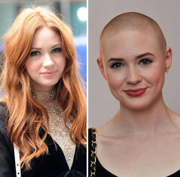 Celebs With And Without Their Hair