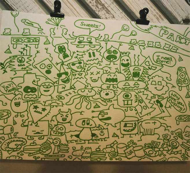 9-Year-Old Can’t Stop Doodling In Class, Gets Invited To Decorate A Restaurant