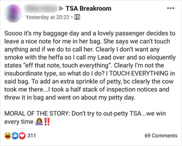 Looks Like TSA Employees Have A Whole Facebook Group Dedicated To Their Venting
