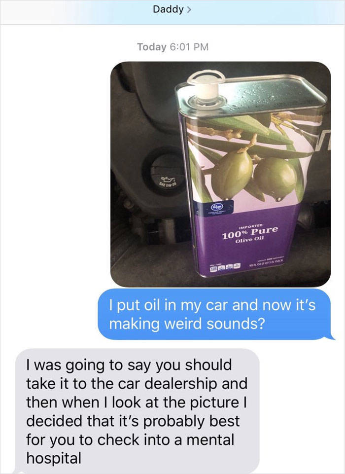 Tell Your Dad You Put Olive Oil In Your Car’s Engine…