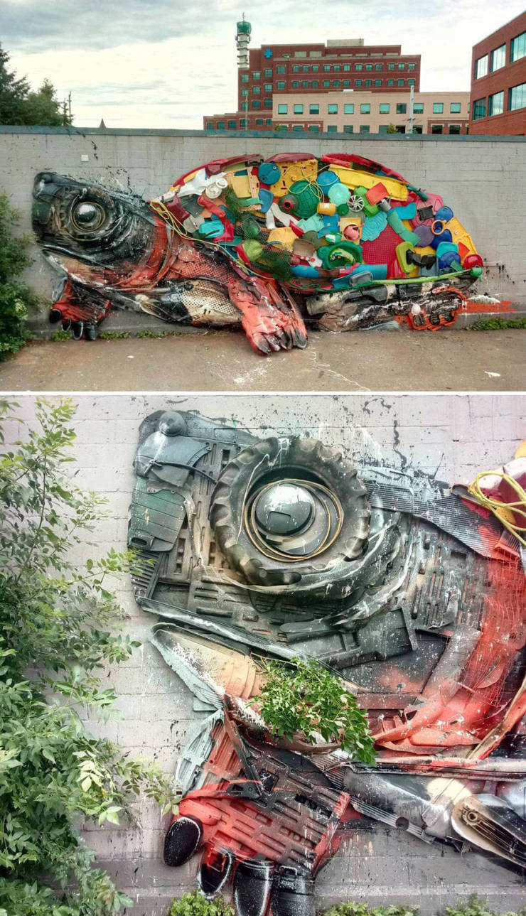 Artist Creates Animal Sculptures Out Of Trash, With A Very Important Message