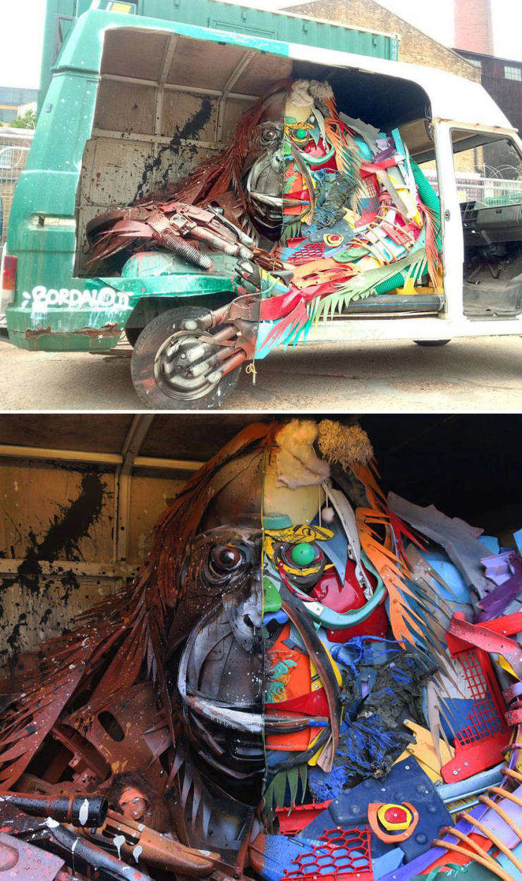 Artist Creates Animal Sculptures Out Of Trash, With A Very Important Message