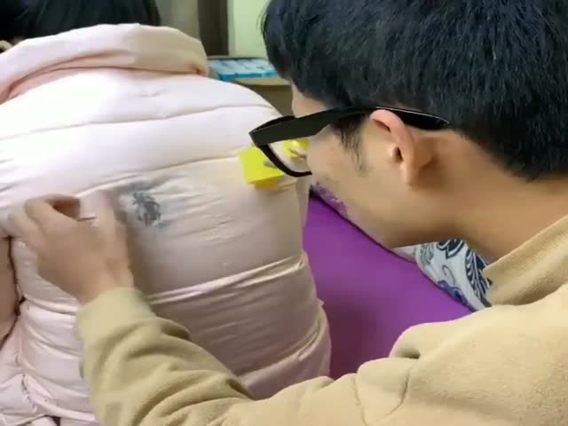 Cleaning A Down Jacket With Sticky Tape