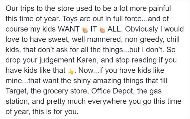 Mom Shares A Christmas Trick – How To Stop Kids From Wanting Everything There Is In Shops