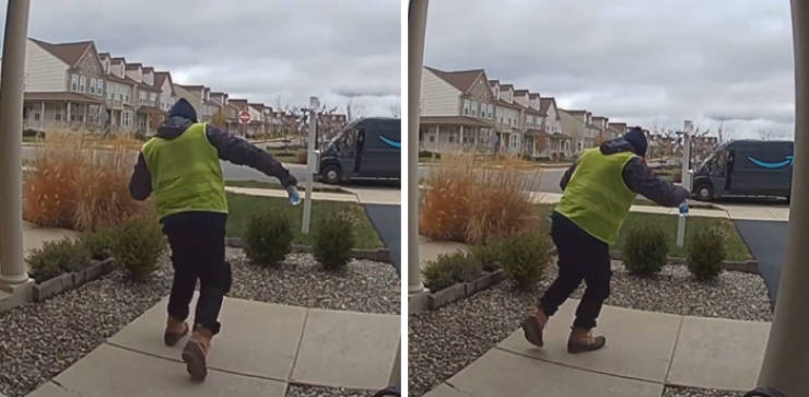 People Leave Snacks For Amazon Delivery Man, And He Absolutely Loves It!
