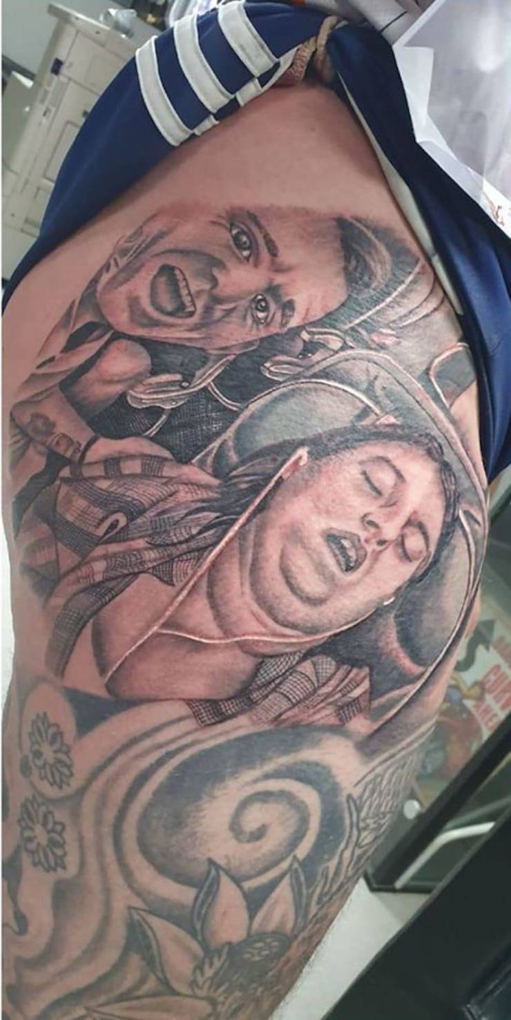 Husband Gets A Photo Of His Snoring Wife As A Tattoo, And You Can Guess Her Reaction
