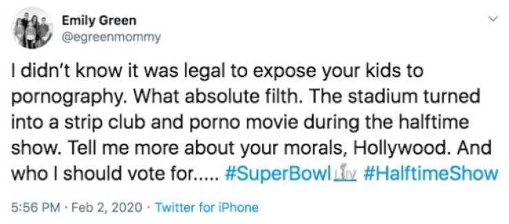 Woman Says Super Bowl Halftime Show Was Pornographic, Internet Responds