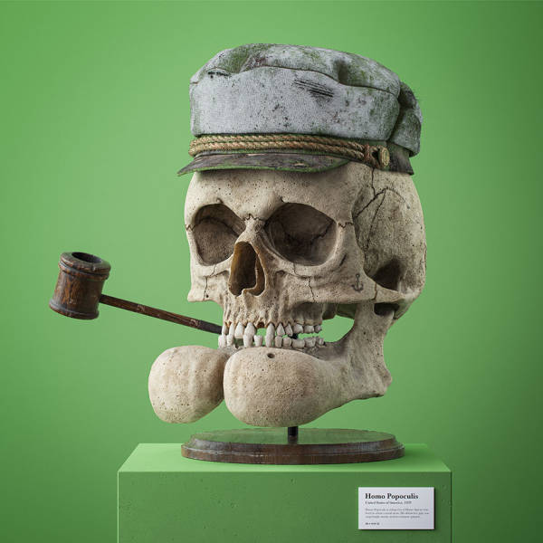 Czech Artist Creates Fossil Skulls Of Popular Cartoon Characters