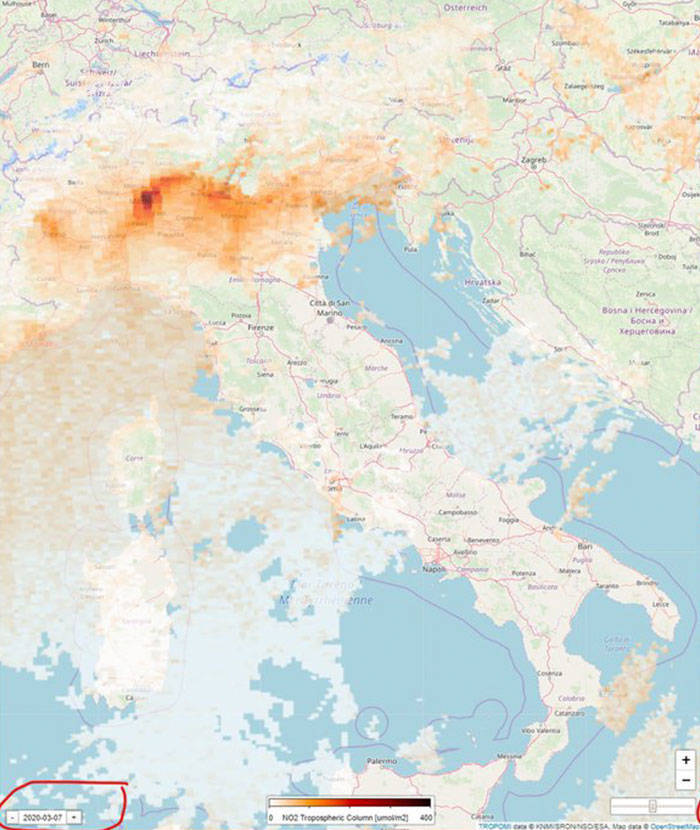 Satellite Shows How Coronavirus Quarantine Affected Air Pollution Over Northern Italy