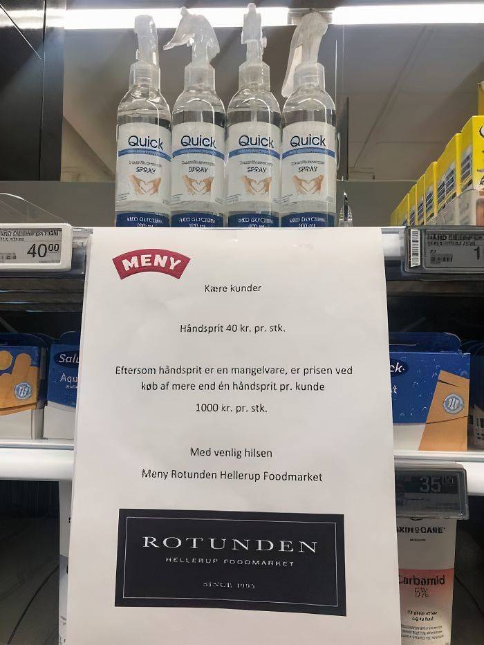 Danish Supermarket Comes Up With A Perfect Pricing Strategy Against Sanitizer Hoarders
