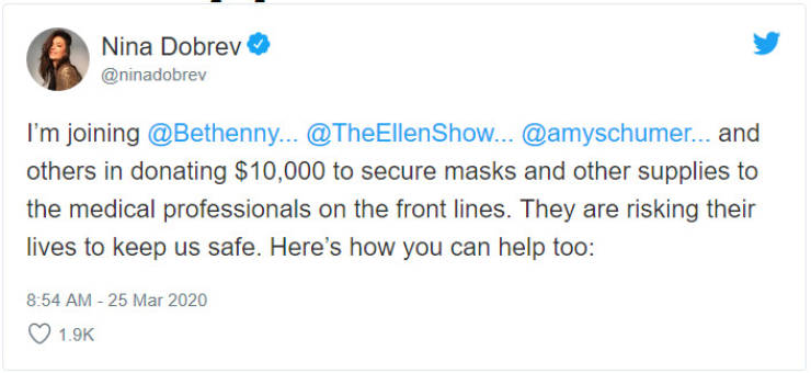 These Celebs Are Helping In The Fight Against Coronavirus