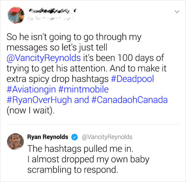 Ryan Reynolds Responds To Random Tweets And Makes People’s Days Brighter