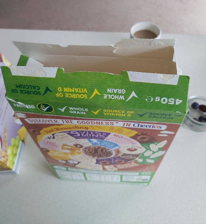 Woman Finds A Curious Way To Close Cereal Boxes