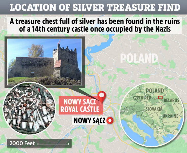 World War II Treasure With Silver Items Found Among The Ruins Of A XIV-Century Castle