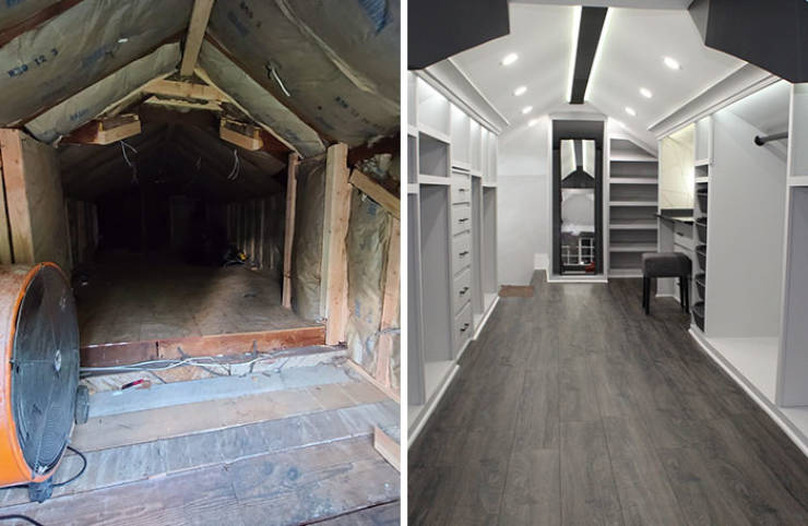 Husband Turns An Old Attic Into His Wife’s New Cozy Cave