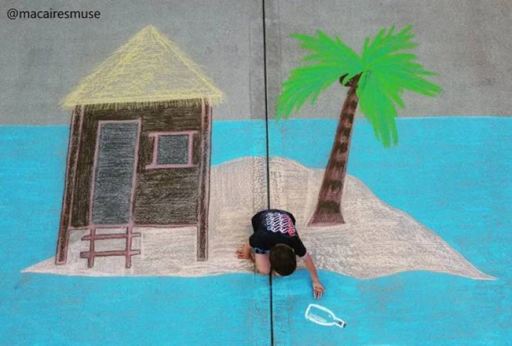 These Siblings Create Some Awesome Sidewalk Chalk Art Together!