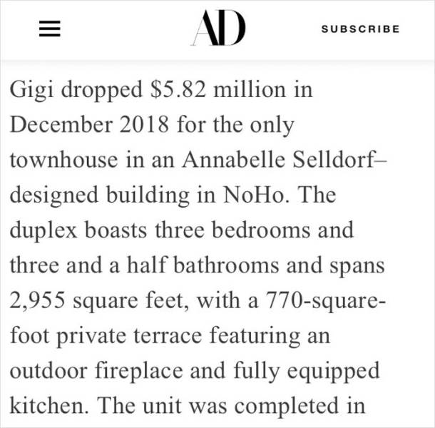 Internet Doesn’t Know What To Think Of Gigi Hadid’s Self-Designed $5.8M Apartment…
