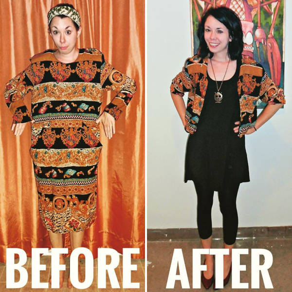 Woman Refashions Thrift-Store Clothes To Look Much More Stylish