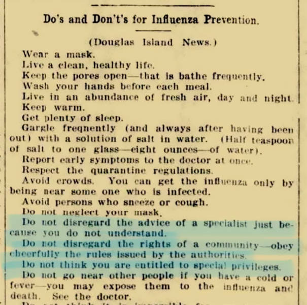 Here Are Some Spanish Flu Recommendations From 1918-1920. Sounds Familiar?