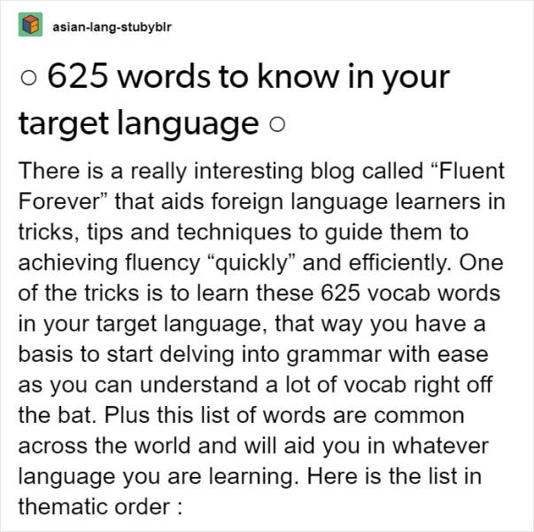 First 625 Words You Need To Learn If You Are Starting A New Language