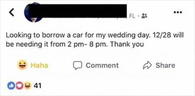 Guy Wants To Borrow A Car For His Wedding, Becomes A Choosing Beggar